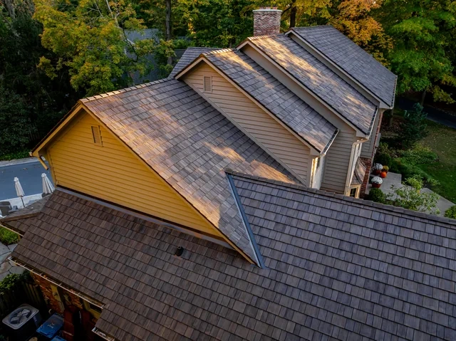 Side elevation of the Carmel Brava cedar roof