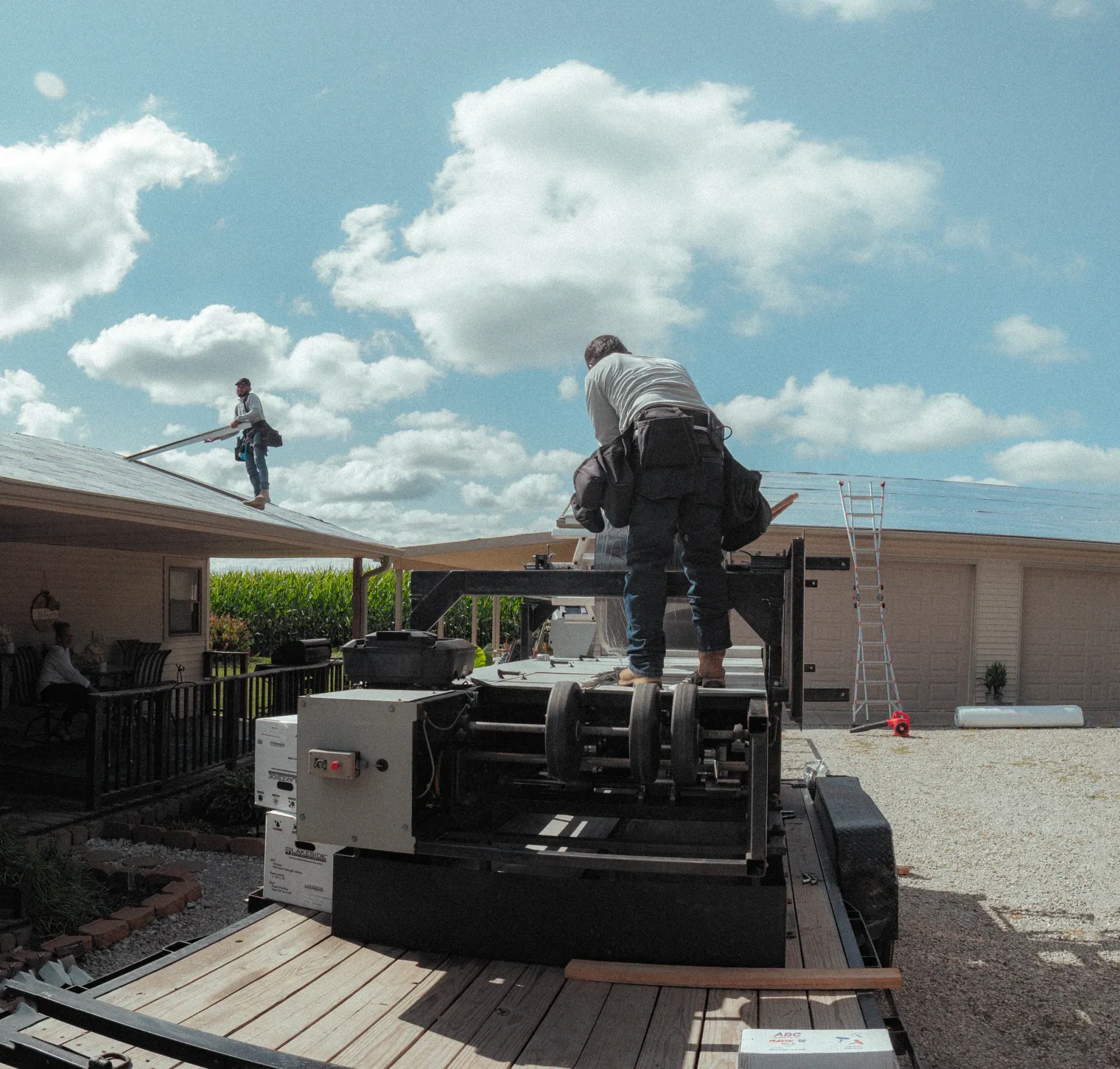 Locke & Ladder crew and equipment mobilized on an active commercial roof