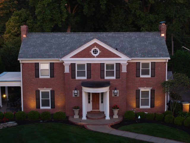 Brava synthetic slate roof with custom copper on a Meridian Hills, Indianapolis home by Locke & Ladder