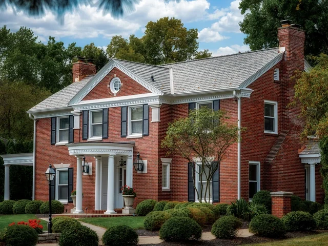 Brava composite slate roof on a brick Colonial in Meridian Hills, Indianapolis
