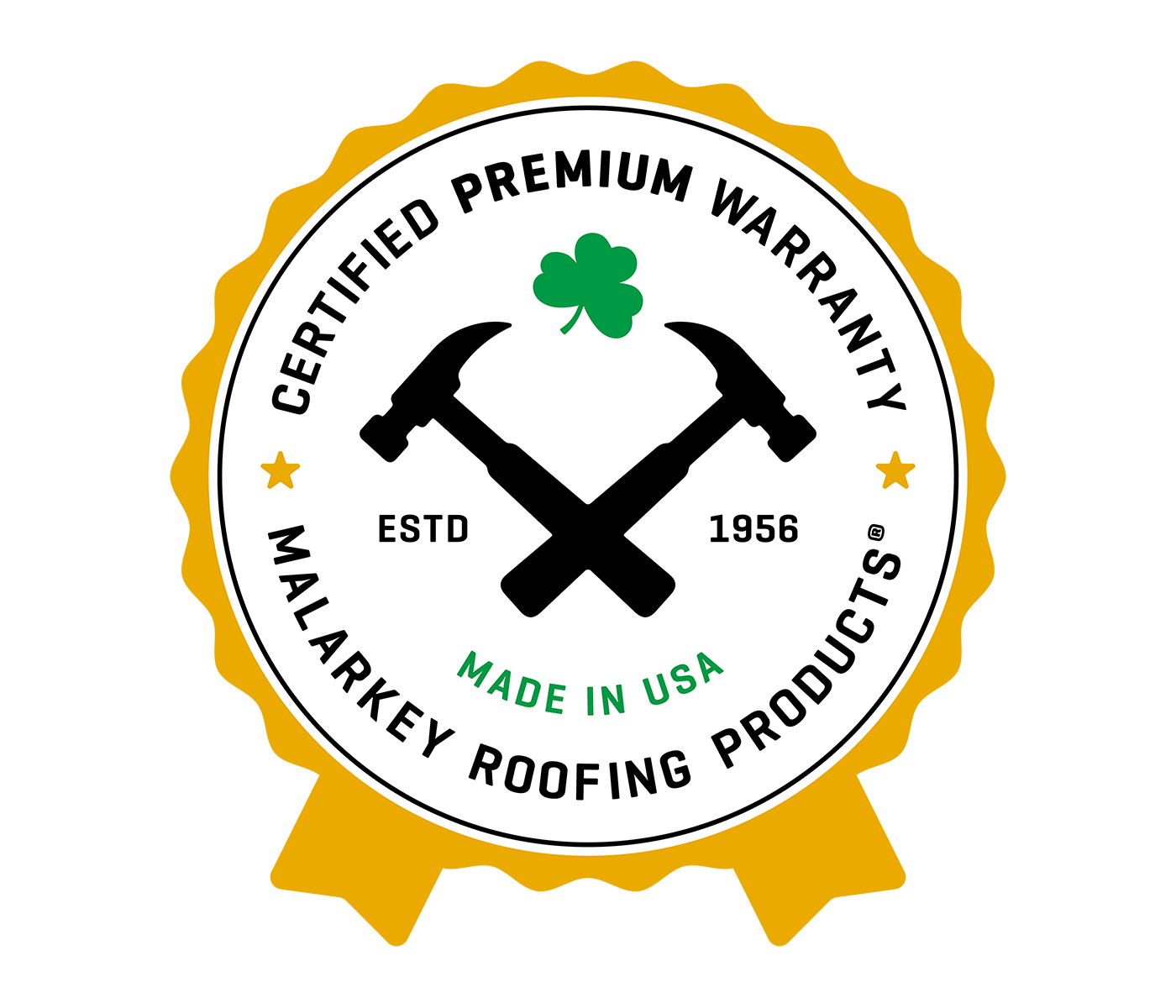 Malarkey Certified Premium Warranty badge