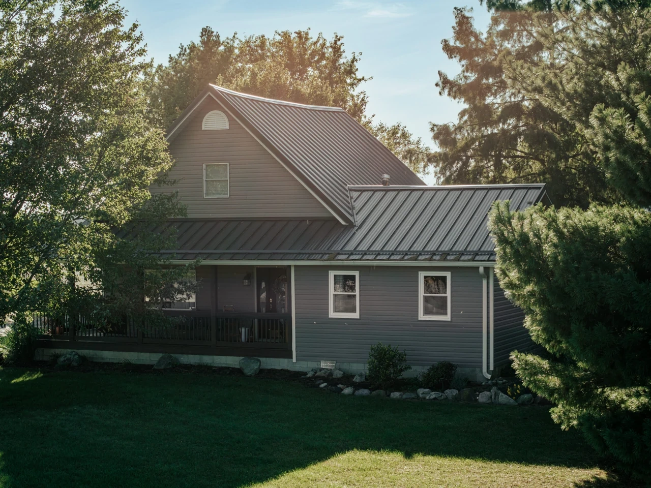 Standing-seam metal roof on a home in Frankfort, Indiana