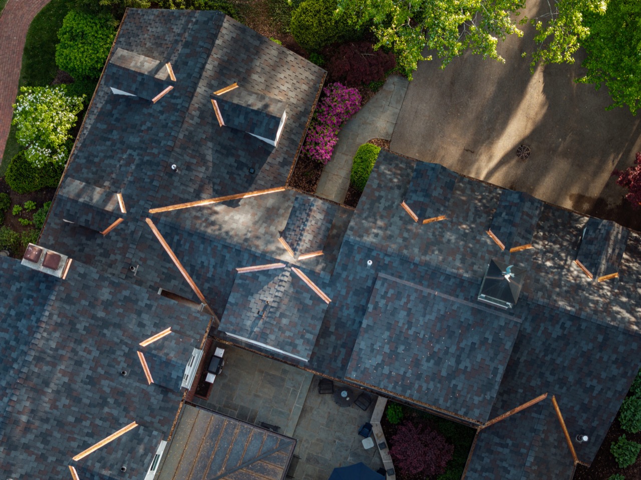 Malarkey Windsor roofing and custom copper project in Meridian Hills, Indianapolis, photo 6 of 12