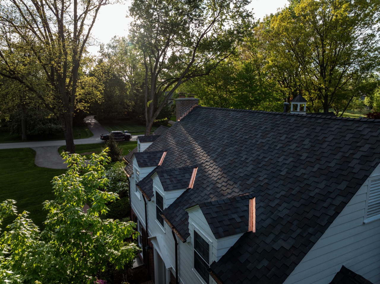 Malarkey Windsor roofing and custom copper project in Meridian Hills, Indianapolis, photo 9 of 12