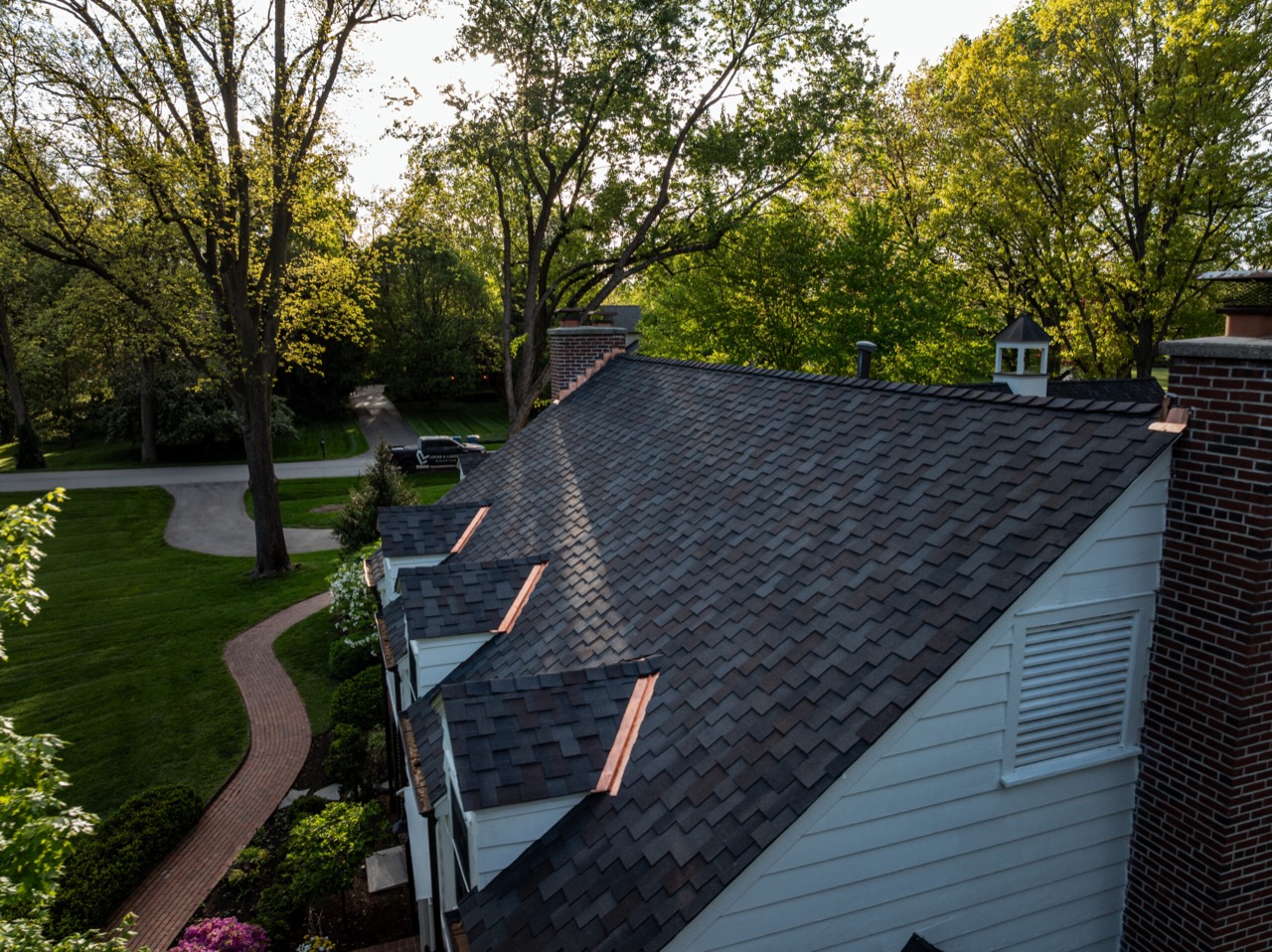 Malarkey Windsor roofing and custom copper project in Meridian Hills, Indianapolis, photo 10 of 12