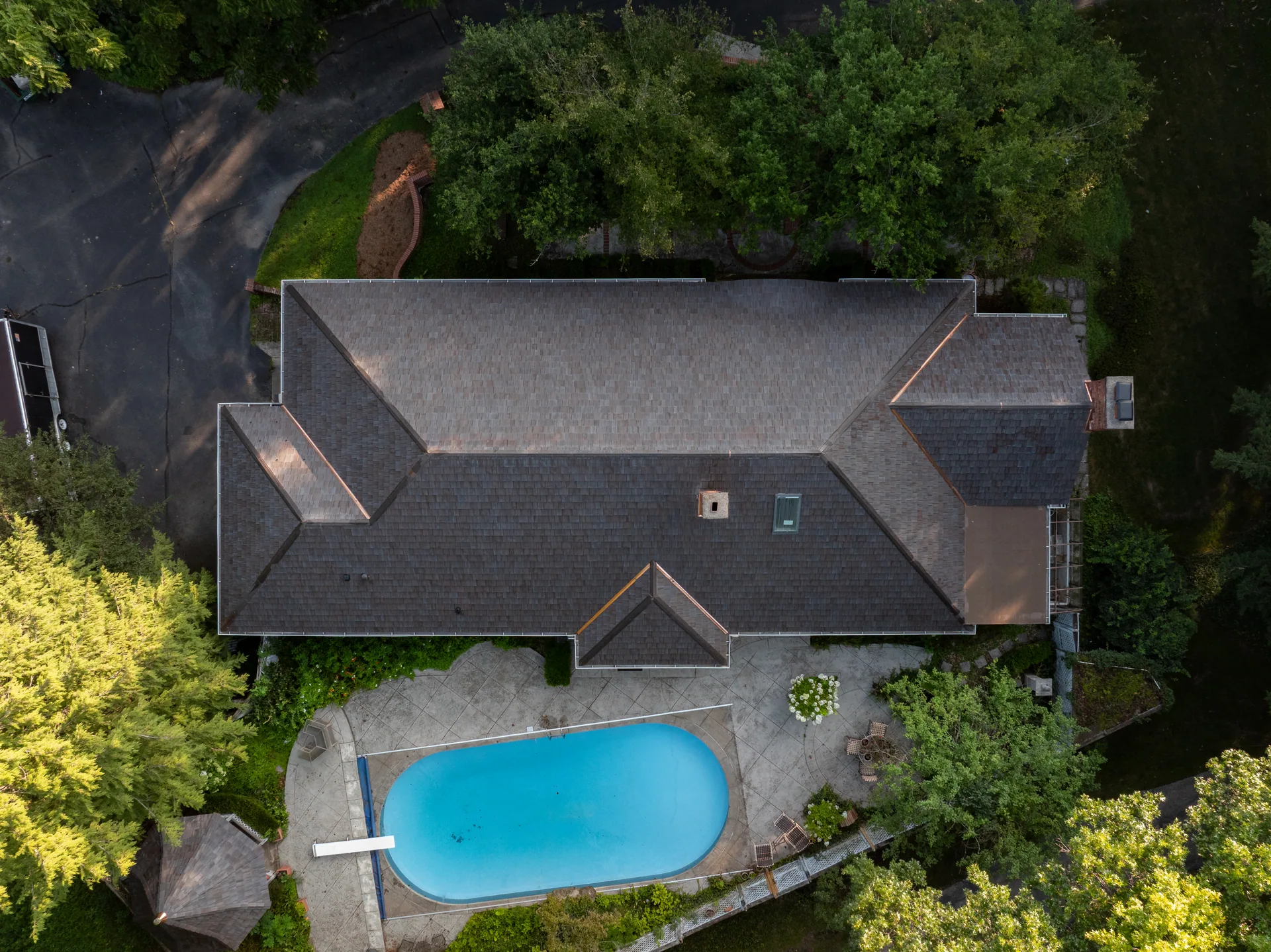 Overhead view of the roof layout in Bloomington, Indiana