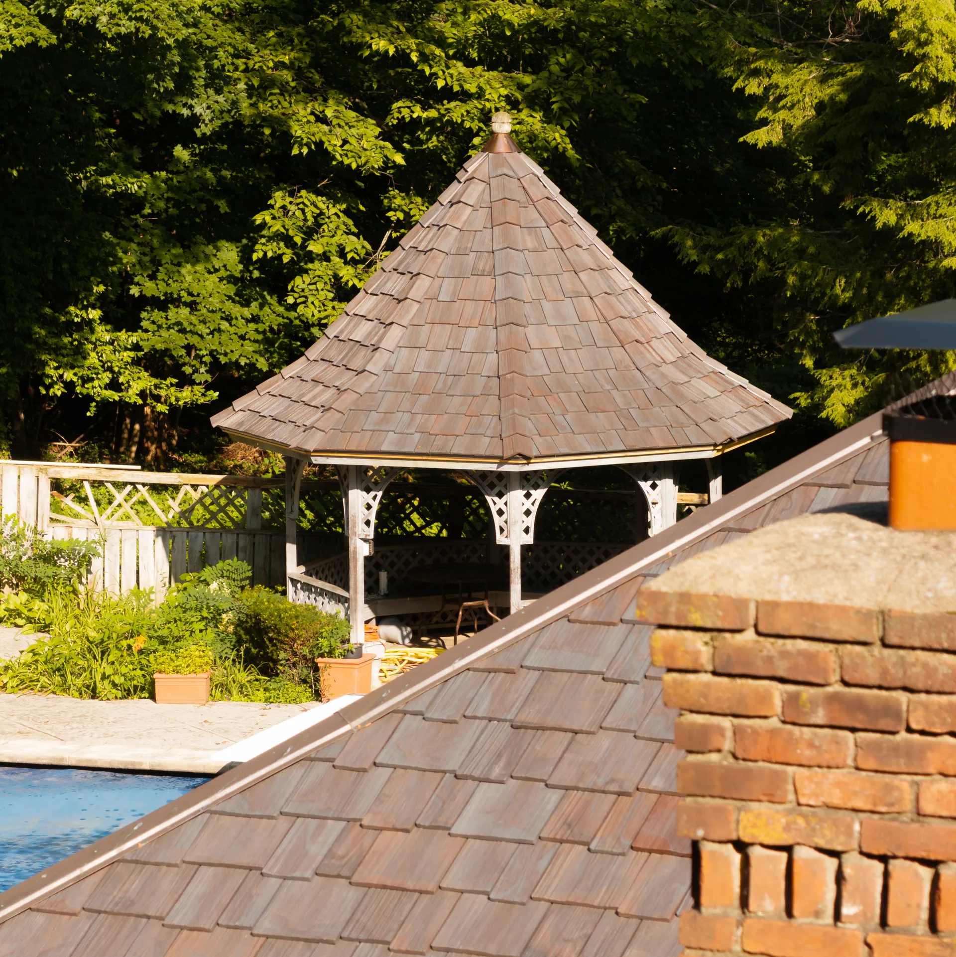 Copper valley and gazebo roof in Bloomington, Indiana