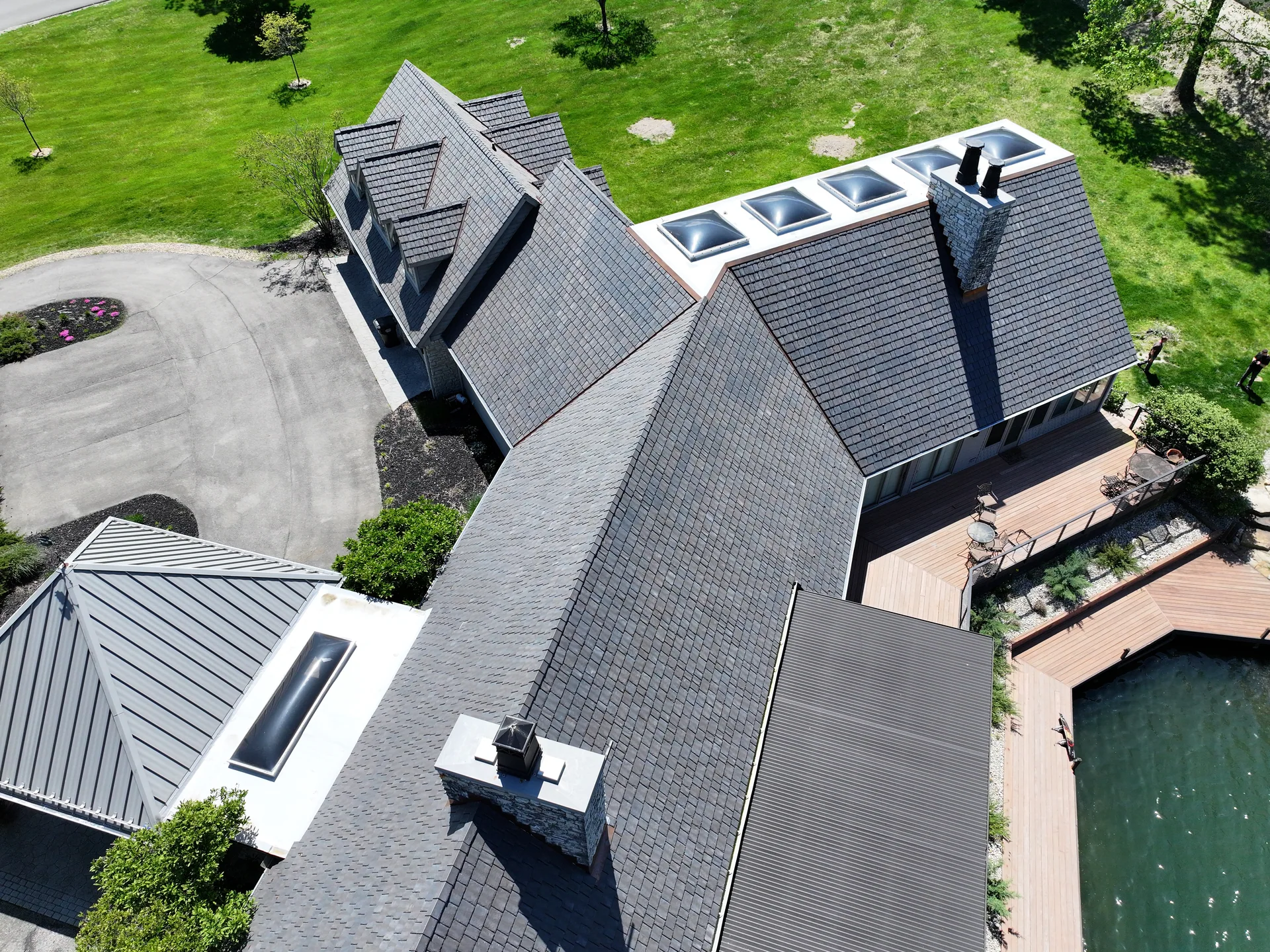 Overhead view of the roof and skylights in Columbus, Indiana