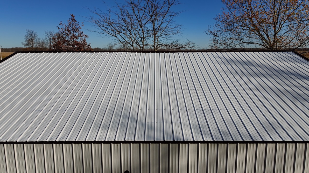 Commercial exposed-fastener metal roofing project in Kirklin, IN, photo 2 of 5