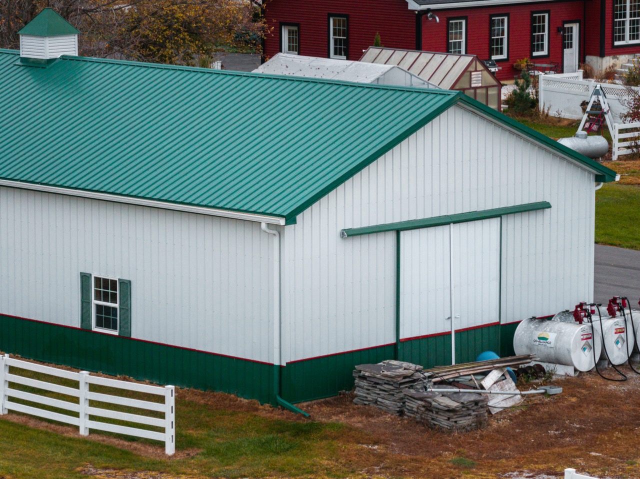 Commercial exposed-fastener metal roofing and gutters project in Michigantown, IN, photo 7 of 8