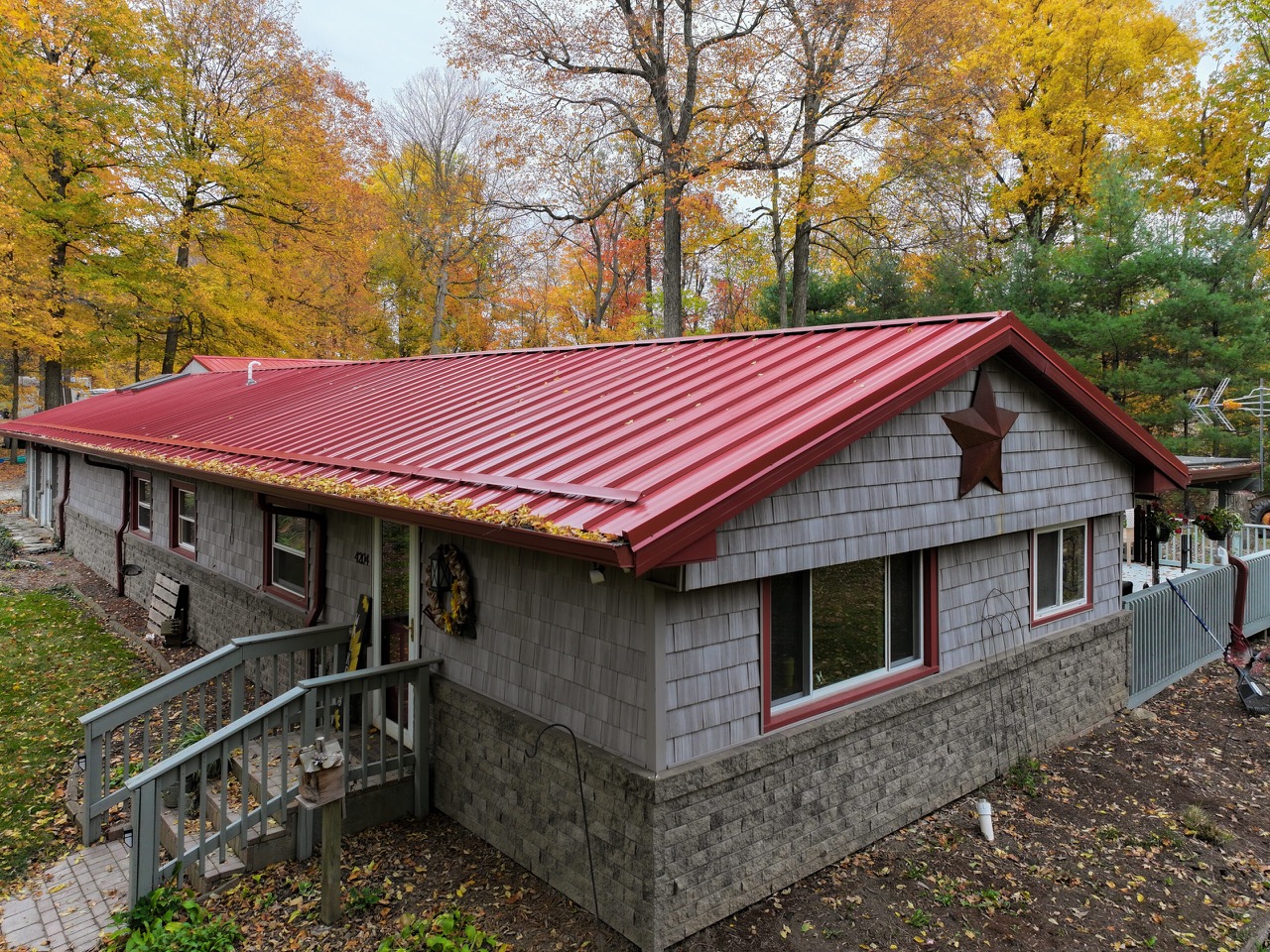 Red metal roof project in Kirklin, Indiana